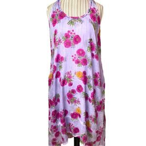 Anthro Raga Sundress Size Small Hi-Low Periwinkle Floral With Beaded Neck NWT